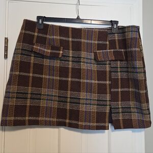 Cider plaid green and Brown Mini Skirt Size 3X fully lined